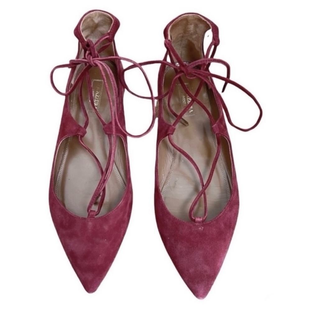 AQUAZZURA Christy Suede Flats Shoes Size 8